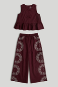 Conjunto Borgoña de Blusa y Pantalón